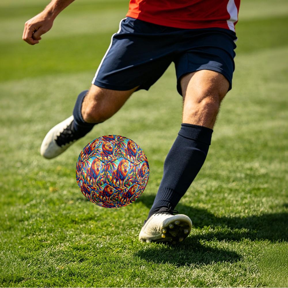 1pc Lion Jungle Theme Soccer Ball Football, Size 5, Lightweight PVC, Outdoor Training Soccer Ball,Sports Gift t61496