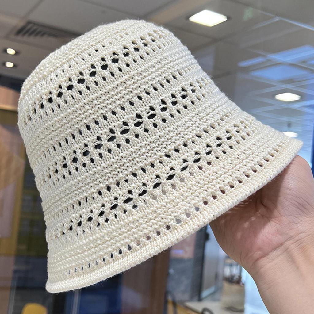 Summer Bucket Fisherman Hat Women Hollow Out Sun Cap Outdoor Casual Versatile Panama Hats Crochet Foldable Beach Caps