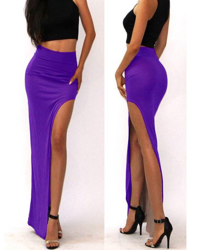 

High Waist Sexy Multicolor Side Slit Bodycon Dress S