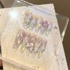 [5in1 Toolkit+HANDMADE]Handmade Press On Nail Sparkling Dopamine Clear Cat Eye 3D Diamond Bow Flowers Luxury Fake Nail Patch Artificial Nail Reusable