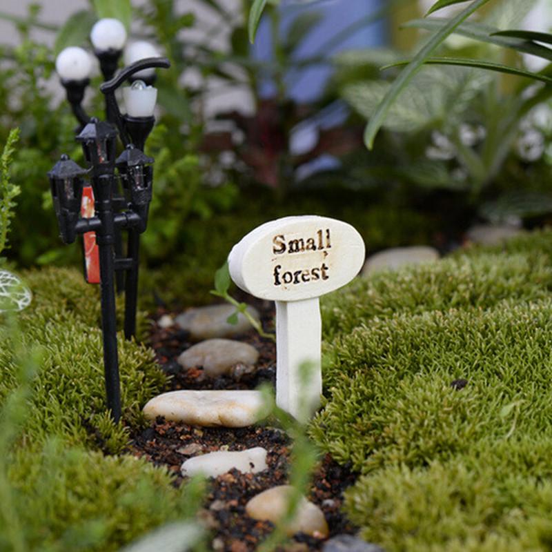3Pcs Resin Sign Board Bonsai Figurines Micro Landscape Crafts Signboard Miniatures Fairy Garden