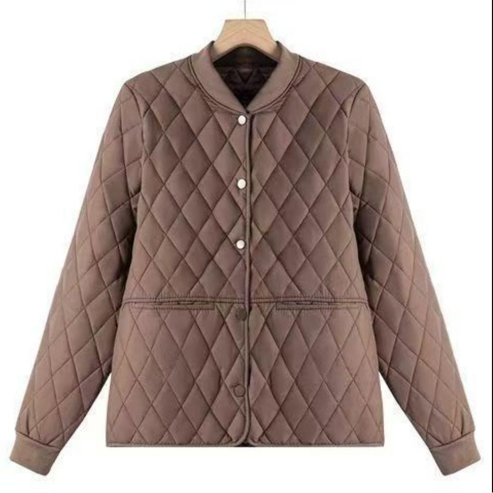 Lightweight Cotton-padded Jacket, Lightweight Rhombic Mother's Casual Loose Cotton-padded Jacket, Winter Short Jacket, Solid Color Padded Jacket