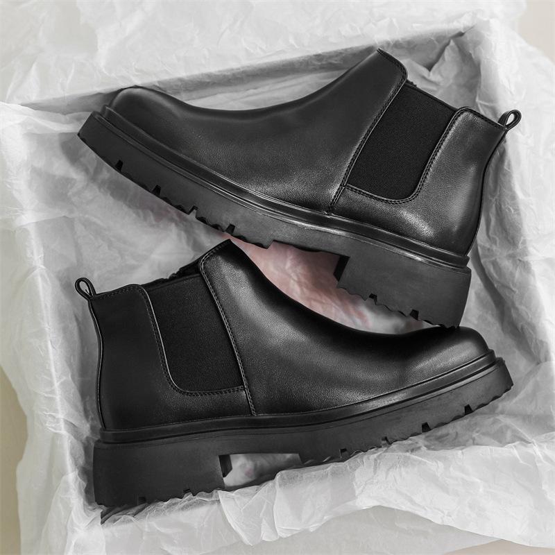 

Мужские ретро челси модные мужские ботинки мартин с низким голенищем осень новые молодежные локомотивные трендовые короткие ботинки 23324-J 38 чёрный