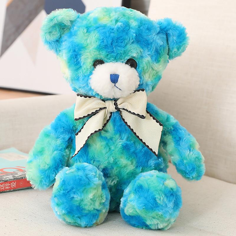 Colorful Ribbon Bow Teddy Bear Plush Toy Stuffed Animal Doll Decoration Gift