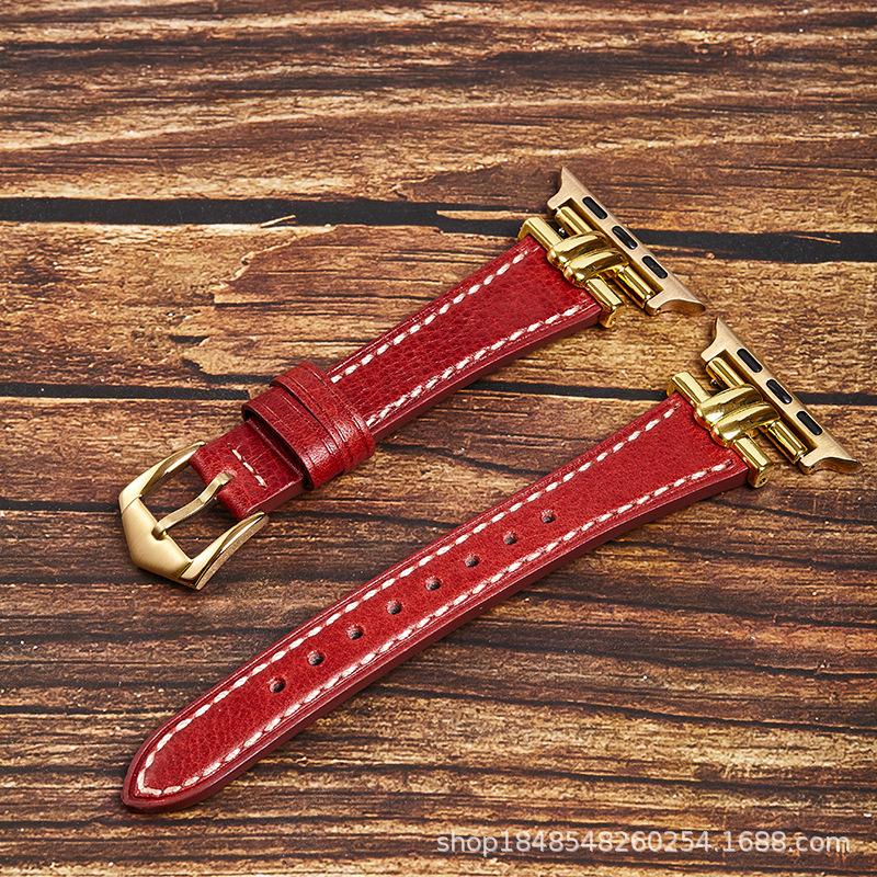 Die erste Schicht des Retro-Armbands mit schmaler Taille ist für Damen-Apple-Watch-Armbänder Applewatch8765Se geeignet.