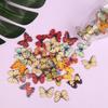 50Pcs 25mm Butterfly Wooden Buttons Colorful 2 Holes Mixed Decorative Buttons for DIY Sewing&Wood Craft Clothes Accessories