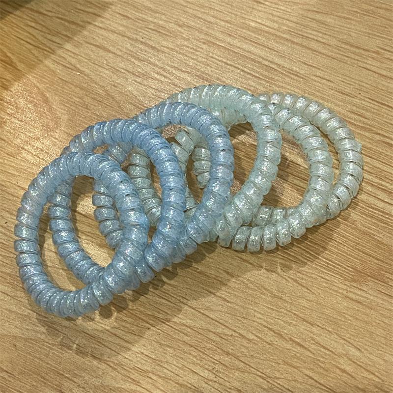 6pcs/set Spiral Hair Ties Glitter Pink Blue Color Telephone Cord Scrunchies Elastic Hair Band Women Hair Accessories