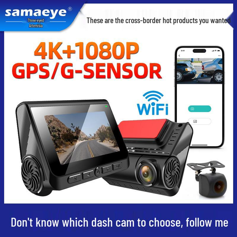 4K Dual Car DVR with GPS, WiFi, and Night Vision Dash Cam