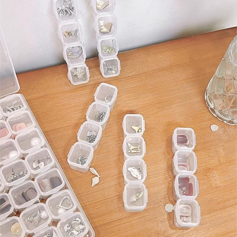 Clear Jewelry Storage Box with Lid, Compartment Case for Rings Earrings and Pendants, Vanity Display and Dresser Use