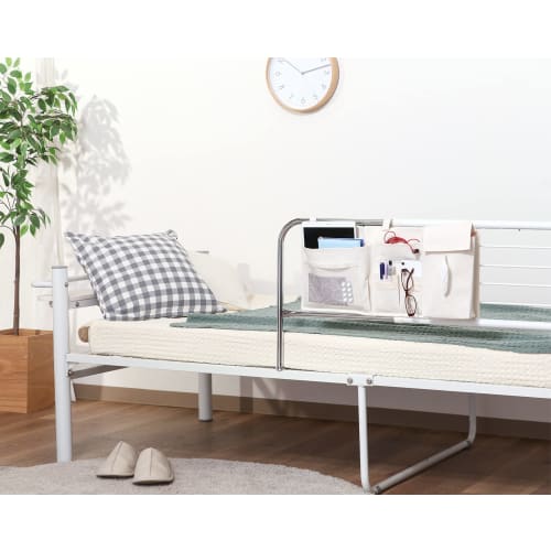 Fuji Boeki Bedside Pocket, Bedside Storage, 55cm Wide x 25cm Long, White, Hanging Storage, Tissue Box, Small Organizer, 6 Pockets, 29270