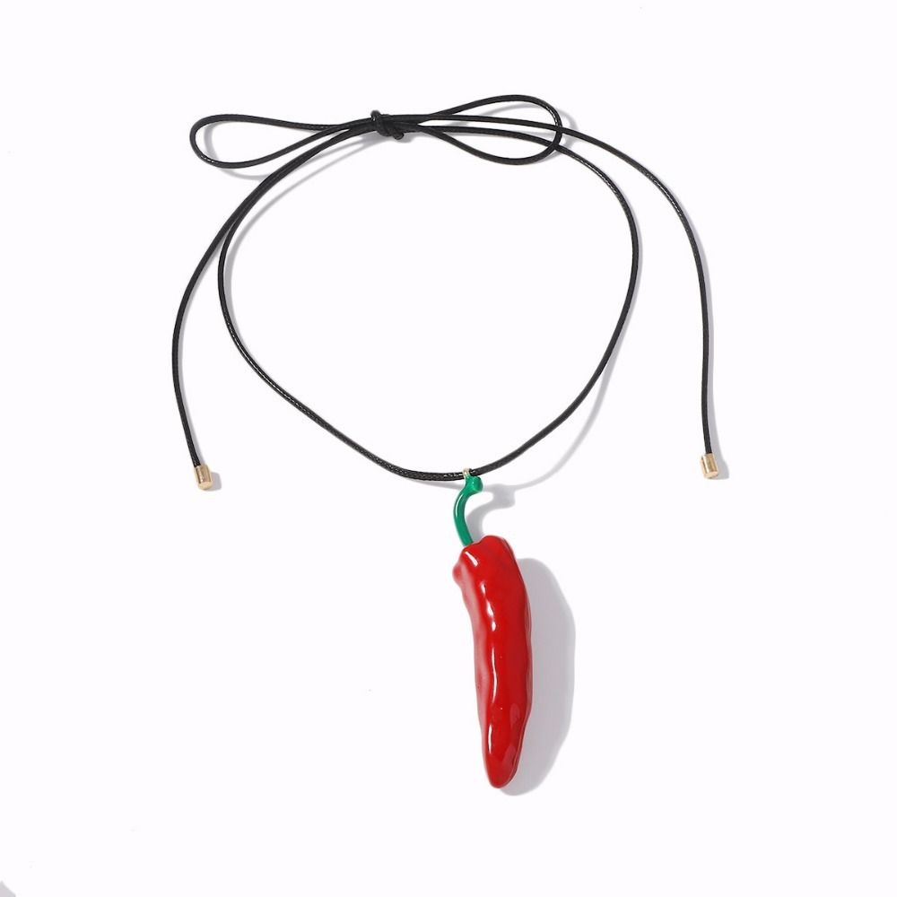 Boho Style Fashion Necklace Simple Metal Accessories Cute Red Pepper Pendant  Parties