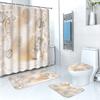 4Pcs Shower Curtain Set with Non-Slip Bath Mat, Toilet Lid Cover, Contour Rug & 12 Hooks, Bathroom
