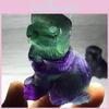 Beautiful Hand-carved Dog Figurine In Natural Colourful Fluorite Quartz For Healing And Decor