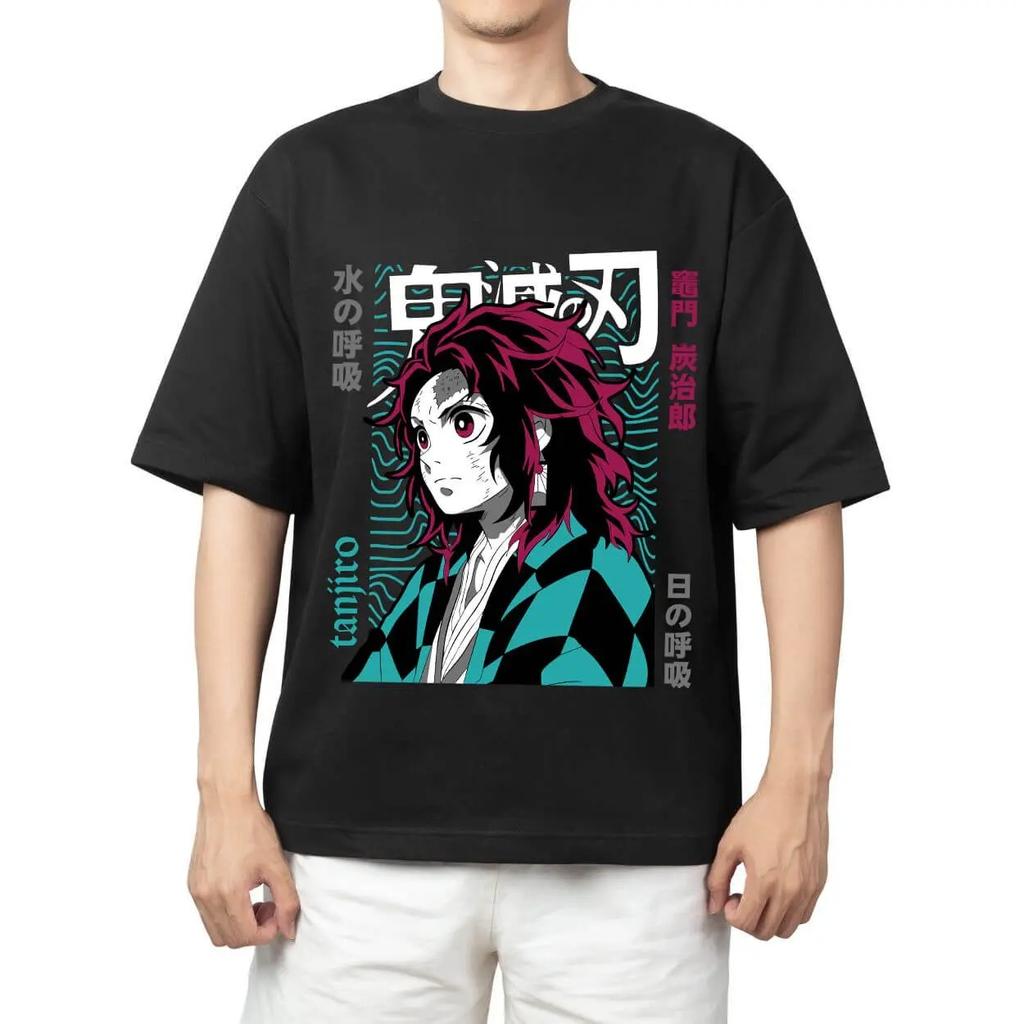 Demon Slayer Nezuko Kamado Anime Comfortable Fashion Vintage Double-Sided Band Graphic Print Women And Men T-shirts