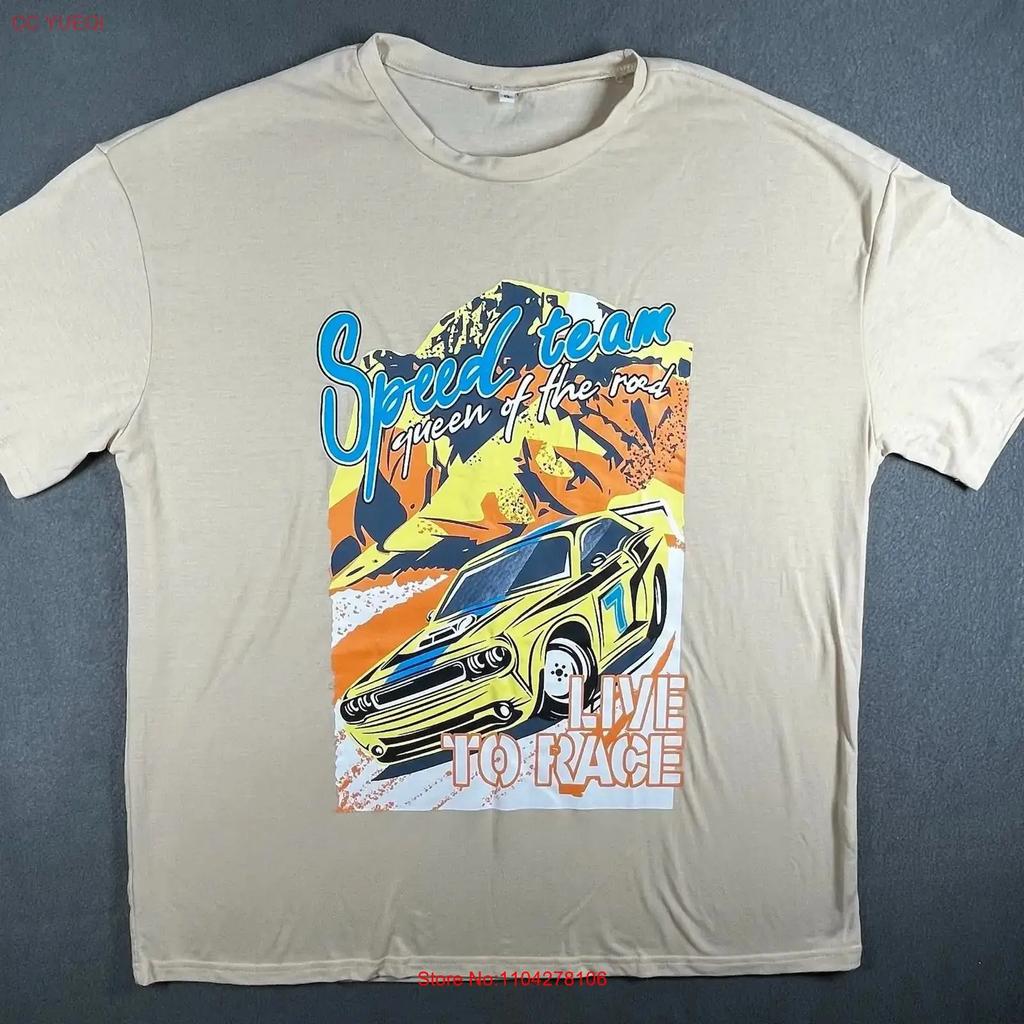 Speed Team Live to Race Car T Shirt Size XL Tan Vintage Muscle vintage Washed Unisex Stylish Stretched Breathable