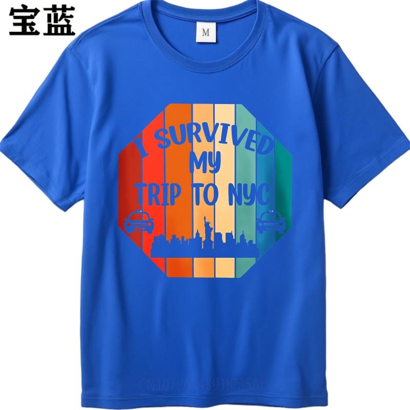 Fashion Tshirt Solid Color Unisex Oneck Tshirt Streetwear I Survived My Trip To Nyc Basic For Him Tee Shirt Minimalist Teeshirt