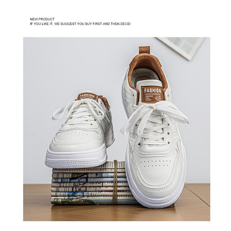 Men S White Thick Sole Breathable Casual Sneakers For Students