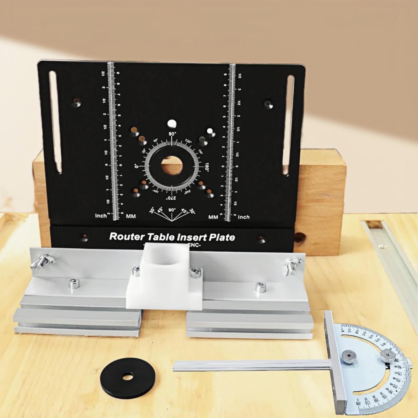 

1 Set Aluminum Router Table Insert Plate or Router Lift for 65mm Diameter Generic Trimming Machine W/ Miter Gauge Profile Fence