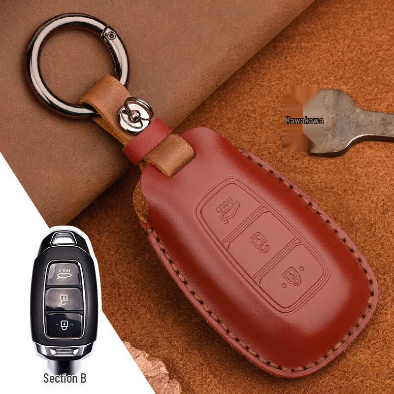 

European & American Style Top Layer Cowhide Key Case: Genuine Crazy Horse Leather for Modern Car Keys