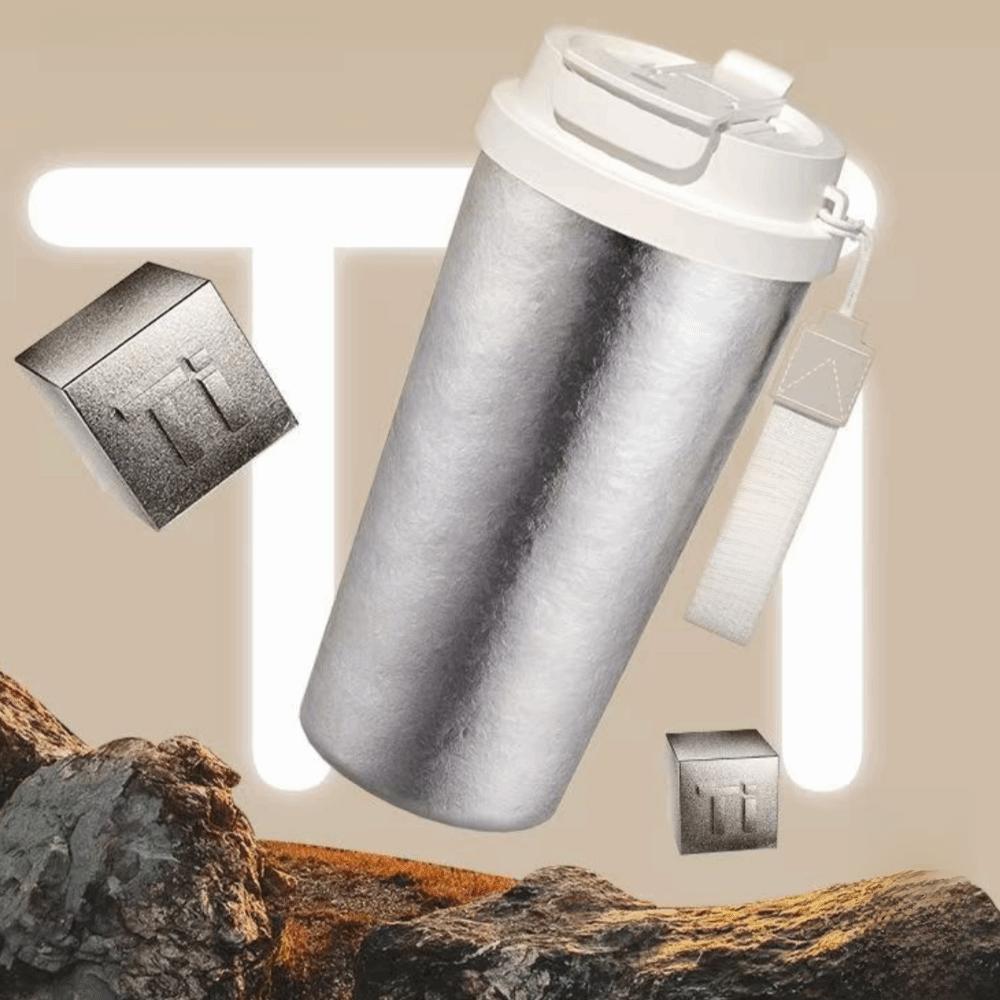 Portable Coffee Cup Pure Titanium Water Bottle Light Luxury Thermos Cup  Outdoor