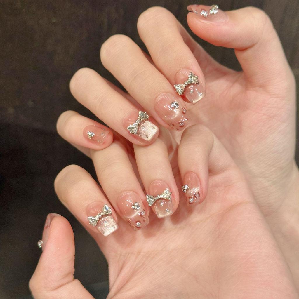 Yihe Leopard Print Heiress Cat-Eye Blush Sweet & Spicy Handmade Press-On Nails