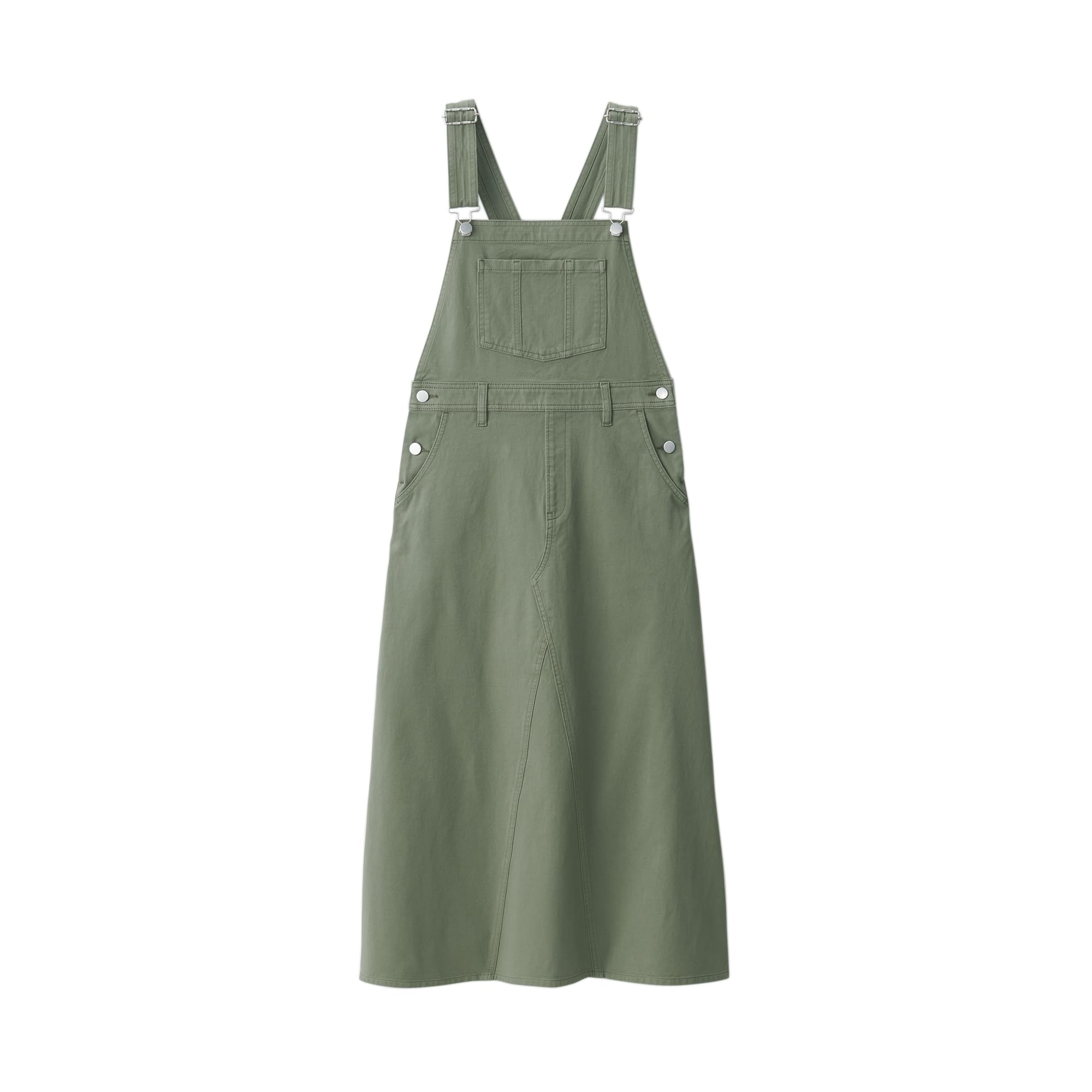 

MUJI Women s Stretch Chino Jumper Skirt, Khaki Green, Size L (BE1UDA4A)