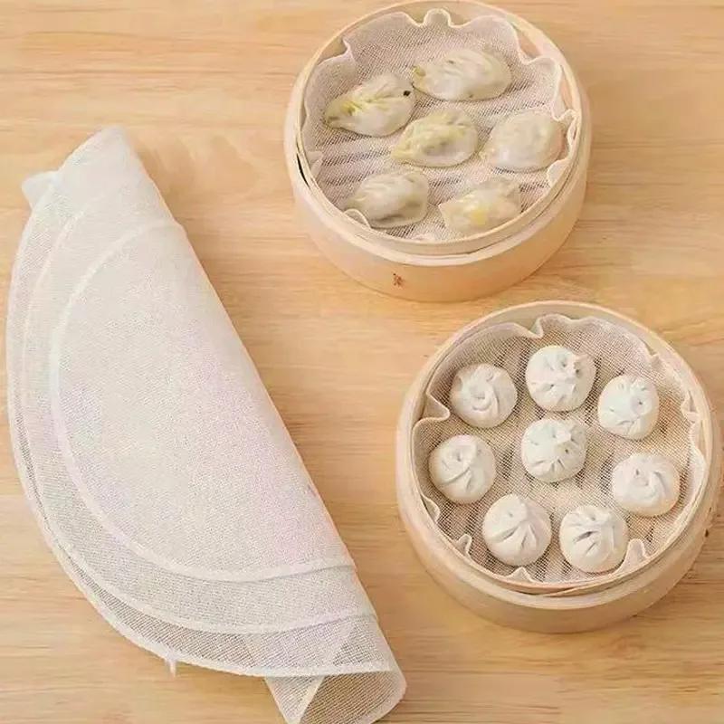 24/28/32CM Pure Cotton Steamer Cloth Household Drawer Cloth Steamed Rice And Bun Mat Round Cotton Gauze Kitchen Steamer