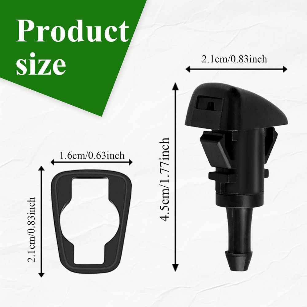 Front Windshield Washer Nozzles, Washer Nozzle Kit, 2PCS | Washer Spray Jet Kit Compatible with Most Vehicles, Replaces
