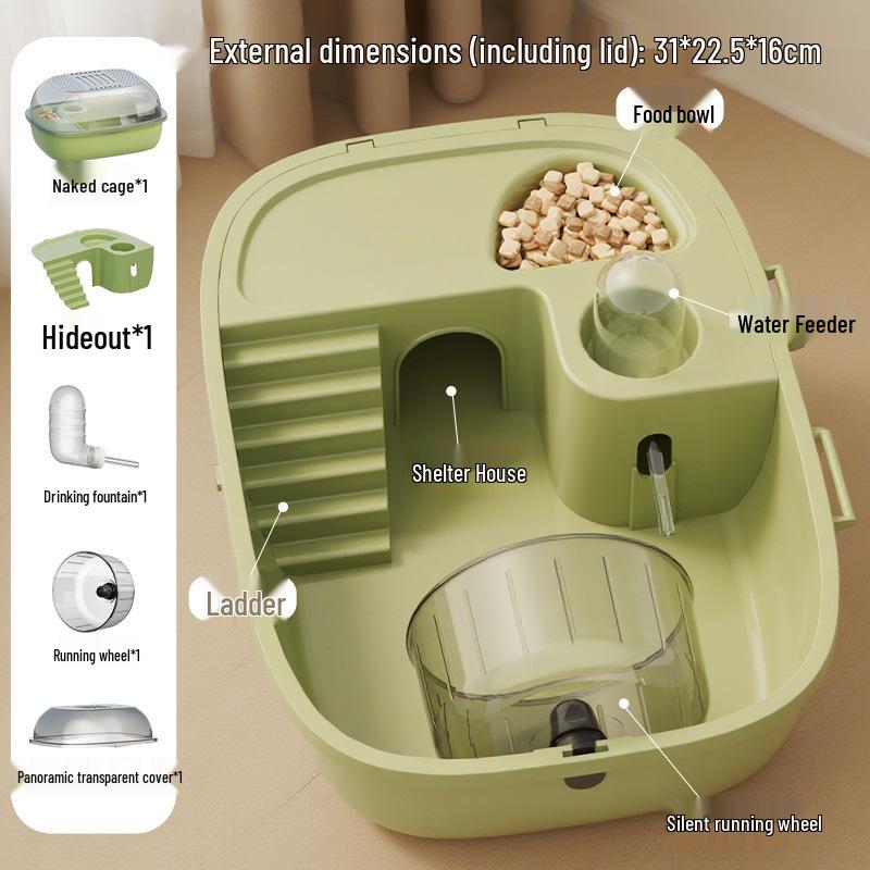 Extra Large Transparent Hamster Cage with Panoramic View - Luxury Villa for Golden Hamsters Independent Carton Packaging