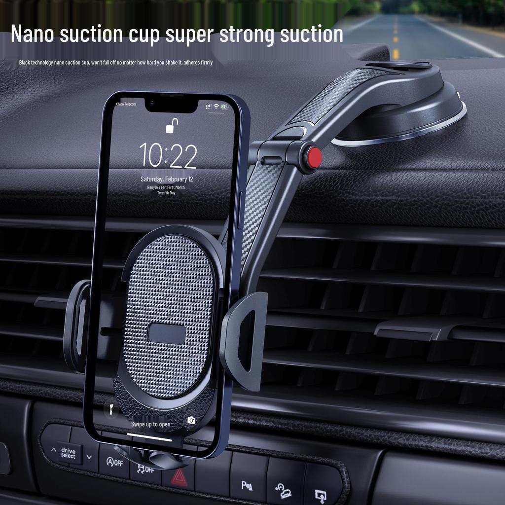 Larger Telescopic Car Phone Holder with Suction Cup and Air Vent Mount