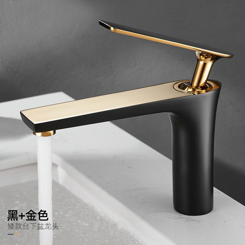 All Copper Black Gold Basin Faucet Sink Faucet Hot and Cold Faucet White Heightened Bathroom Faucet Bathroom Faucet