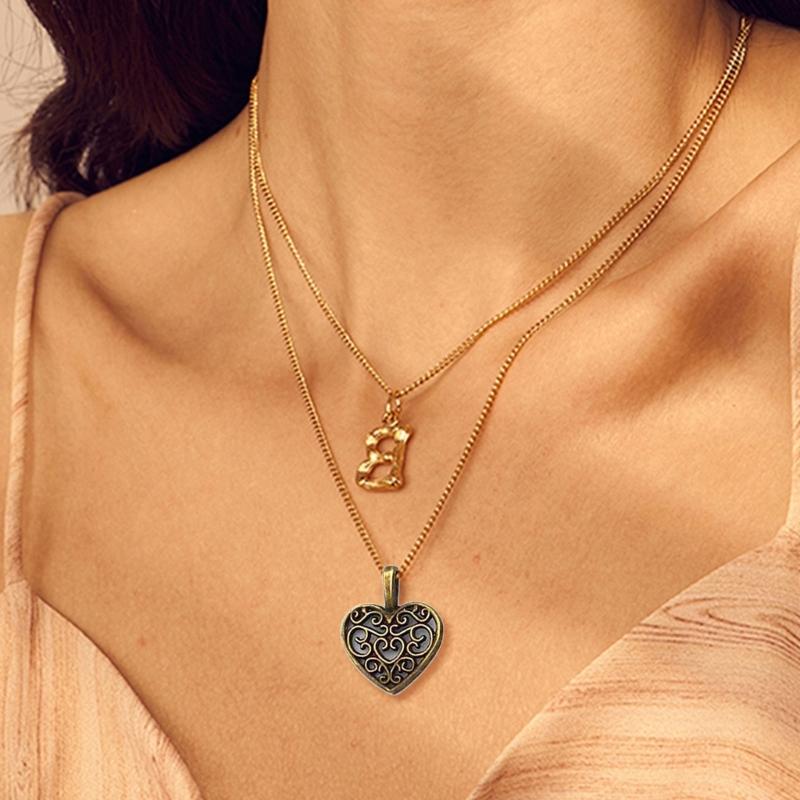 Vintage Alloy Heart Charm Pendant For Handmade Necklace Jewelry Accessories Lightweight Crafting Supplies