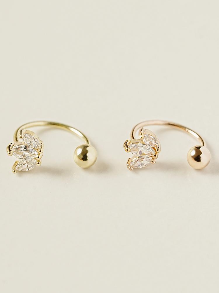 Minimalpiercing 14K Mini Tiara Curve Ring Piercing Earrings