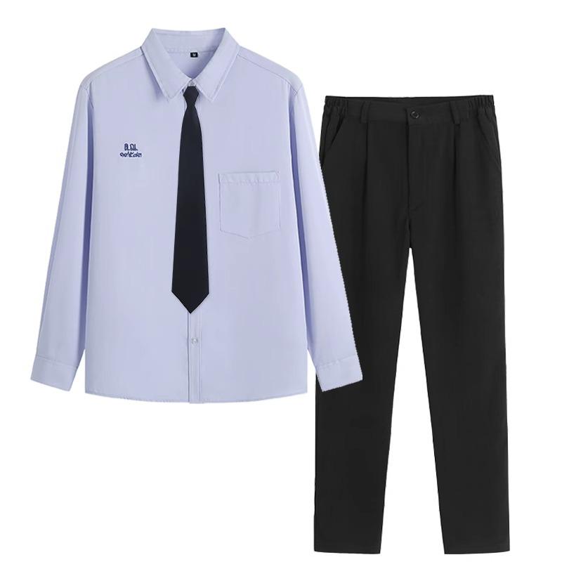 Thai Style Girls' Short/Long Sleeve School Uniform Shirt with Embroidered Badge for JK High School Students
