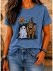 Unisexs Fashionable Casual Shortsleeve Halloween Tshirt With Spooky Skull Print And Round Neckline Perfect For Holiday Parties