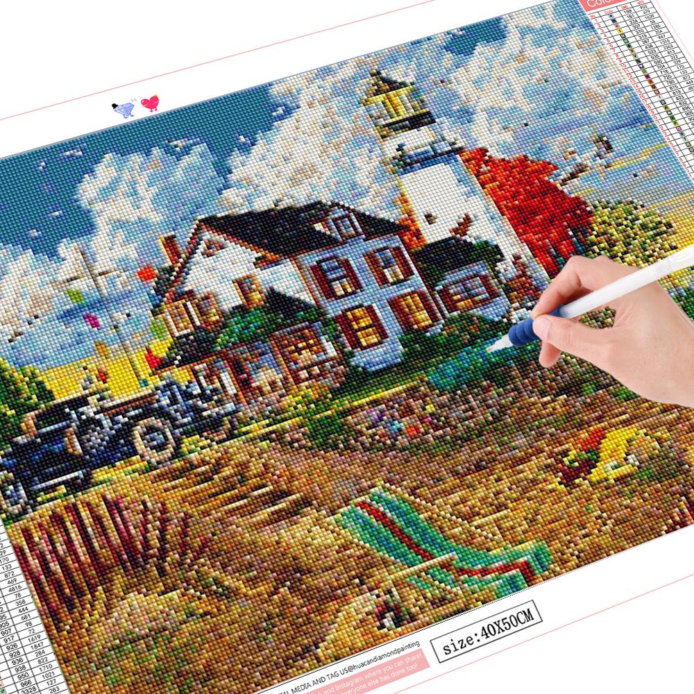 Full Drill Diamond Paint 5D House DIY Diamond výšivka Mosaic Landscape Cross Stitch