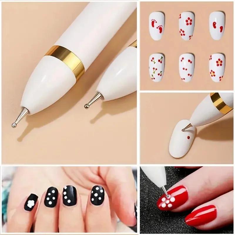 4 in 1 Nail Art Dotting Tools Nail Art Tip Dot Paint Manicure Kit Rotatable Ballpoint Drill Pen