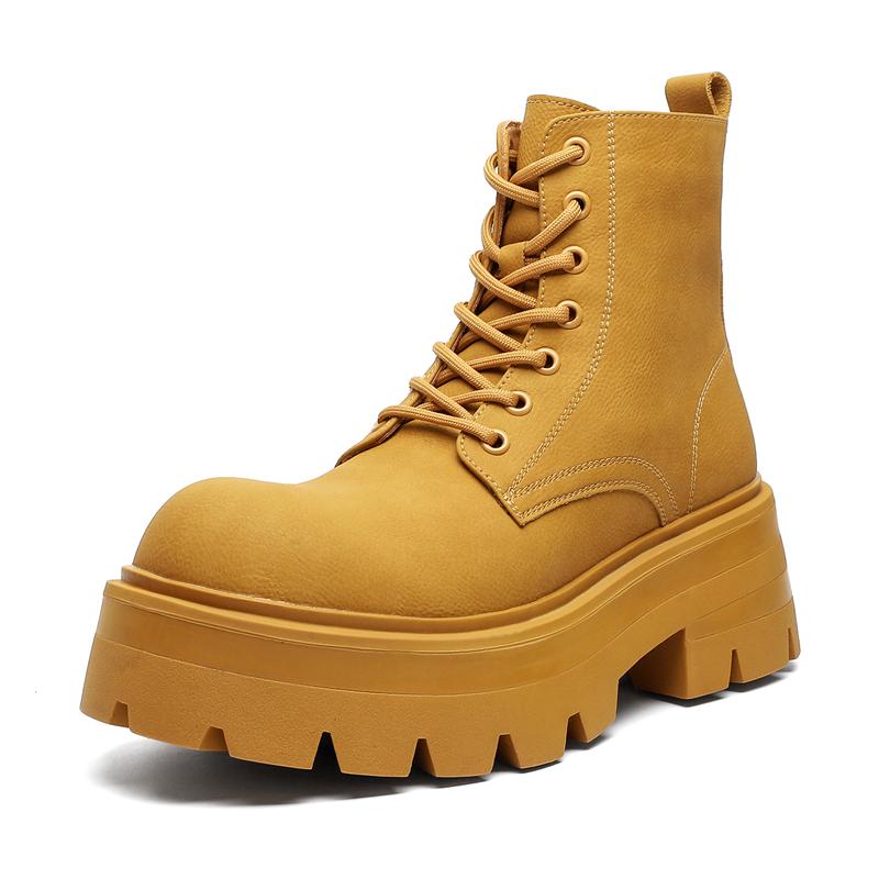 Fashion Fashionable Autumn  Winter New Men's Lace-Up Casual Boot Short-Top Anti-Slip Walking Boot Classic Durable Height-Increasing Boot