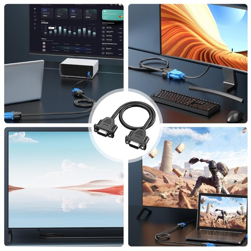 High Resolution VGA Extension Cord 30cm, 1920x1080P Support for Laptop and Desktop Video Devices Displays Connection