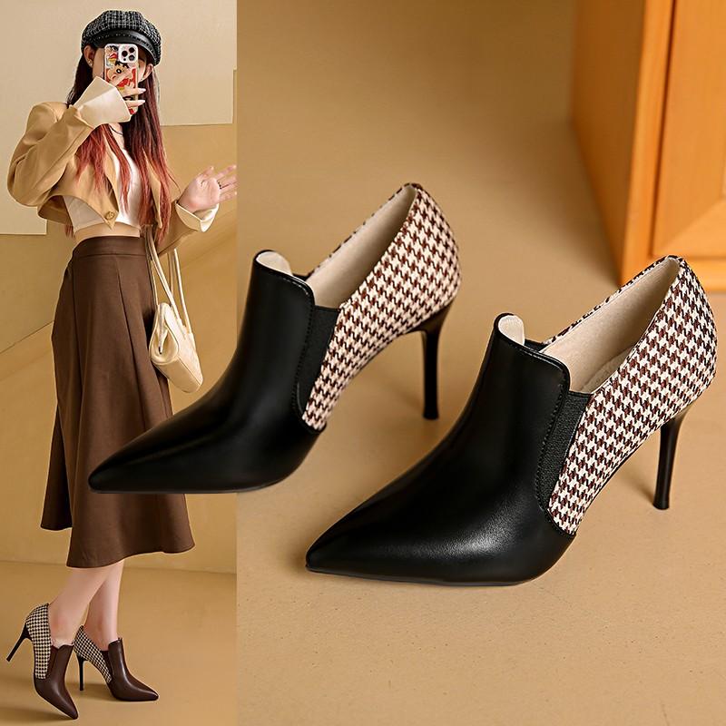 

Fashion Women High Heels Shoes Winter Trend Pointed Toe Sexy Stiletto Woman Shoes Designer Fashion Pu Leather Elegant Goth Women Shoes 39 чёрный