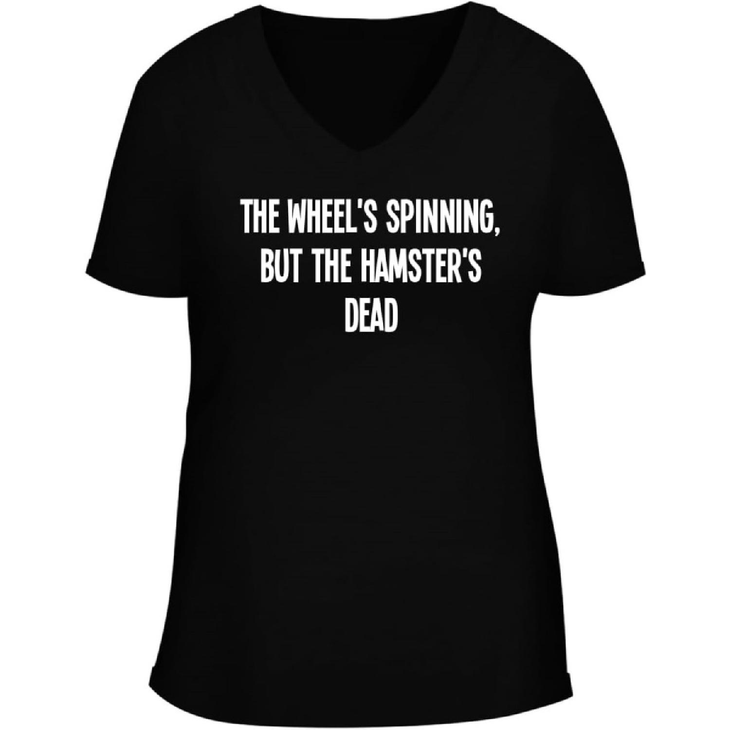 Колесо крутится, но хомяк мертв - Женская мягкая и удобная футболка с глубоким V-образным вырезом CP05 Черная XXXXXL разноцветный