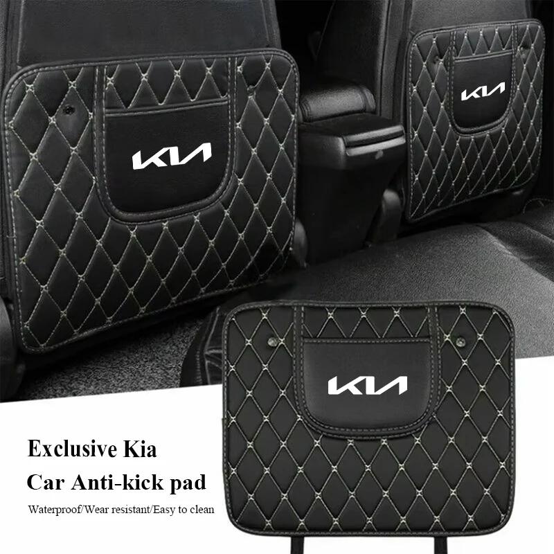 PU Leather Car Anti-Kick Mats Auto Seat Back Protector Cover For KIA EV6 Sorento Niro Stinger Ceed Carnival K5 K9 Soul Cadenza S BK7