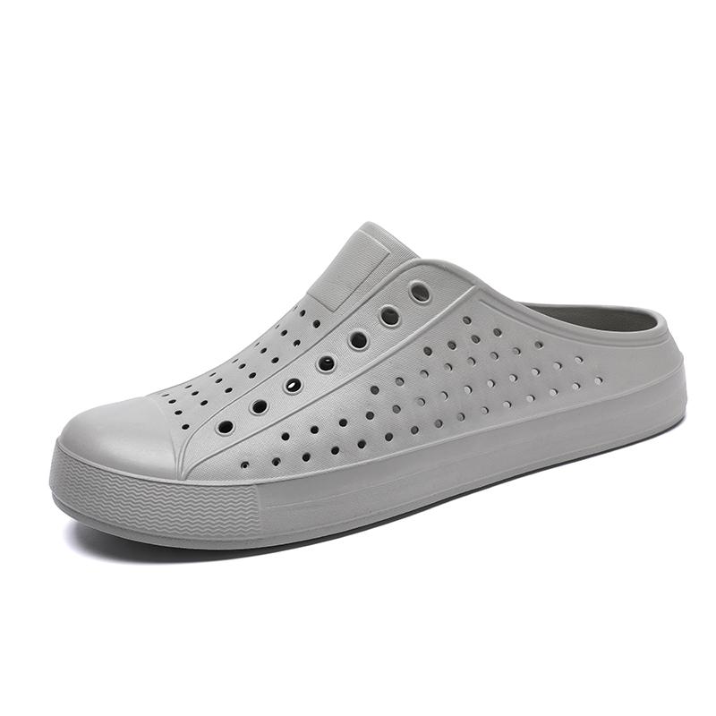 

Мужские и женские полутапочки, водонепроницаемые и дышащие, повседневная обувь с одной педалью, летние сандалии, легкие мужские туфли на плоской подошве для отдыха на открытом воздухе. 45 серый