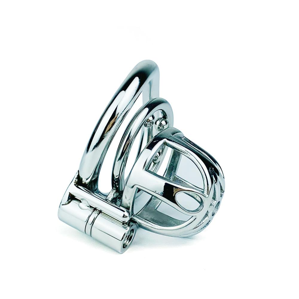 Men's Metal CB Lock Short Penis Lock Chastity Lock with Anti-Disconnection Ring Sex Toys Stainless Steel Cock Rings