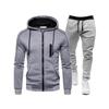 Cardigan Zipper Hooded Sweatshirt Set Comfortable Casual Sporty Solid Color Men's Sweatpants
