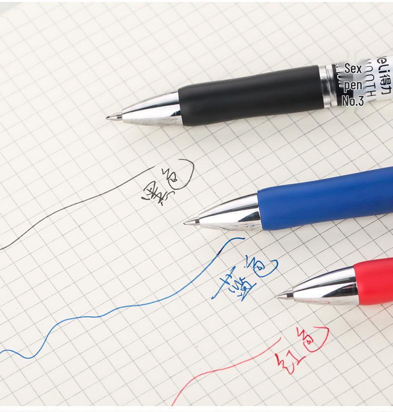Deli 33388 0.5mm Gel Pen - Press-Type Bullet Tip for Business & Office Signatures