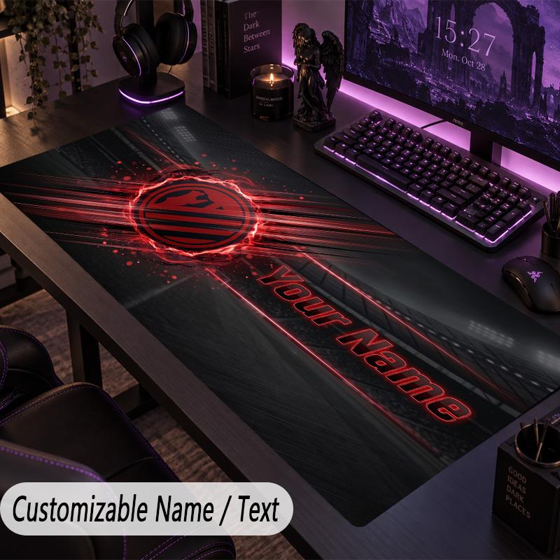 Custom Text Big Mousepad, Extended Desk Pad For Laptop Work GameAtletico Madrid FC