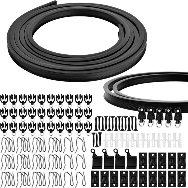 

Multipurpose 5 Meter Curved Curtain Rails Set Ceiling Track with Rollers and Hook Brackets Kits for Easy Installation 1