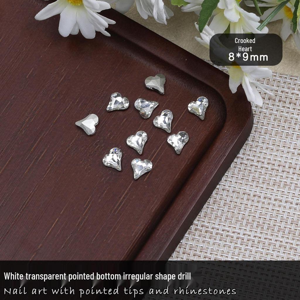 Nail Art Rhinestones: Transparent Pointed Hearts, Axe Heads, Square Rock Candy - Super Shiny Press-on Decorations