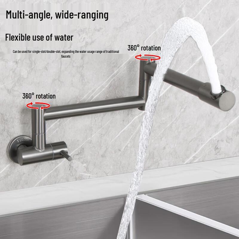 Handun Dual Control Wall-Mounted Foldable Kitchen Faucet